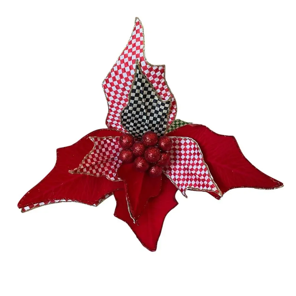 NEW MacKenzie Childs Jumbo Poinsettia Stem 24in Festive Christmas Holiday Decor